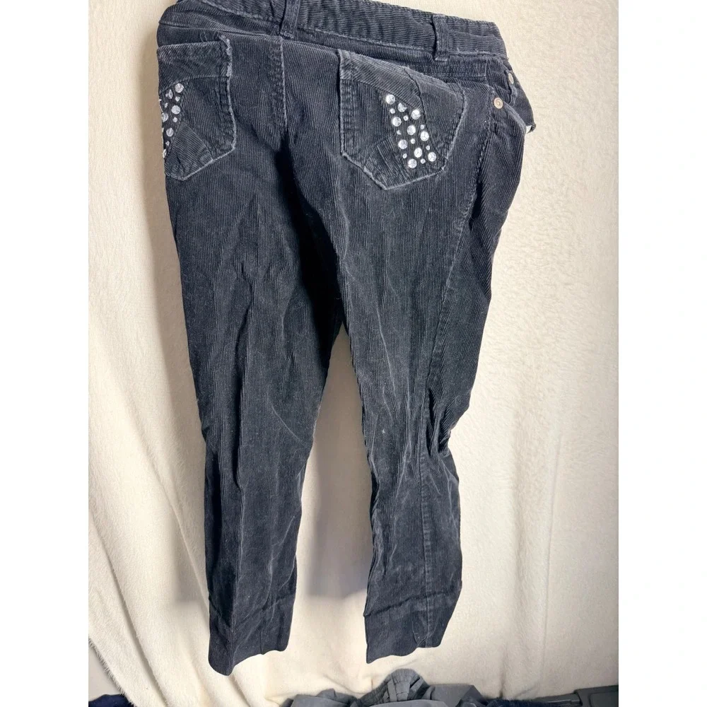 Old Navy Girls Black Corduroy Pants Rhinestone Pockets Size 12